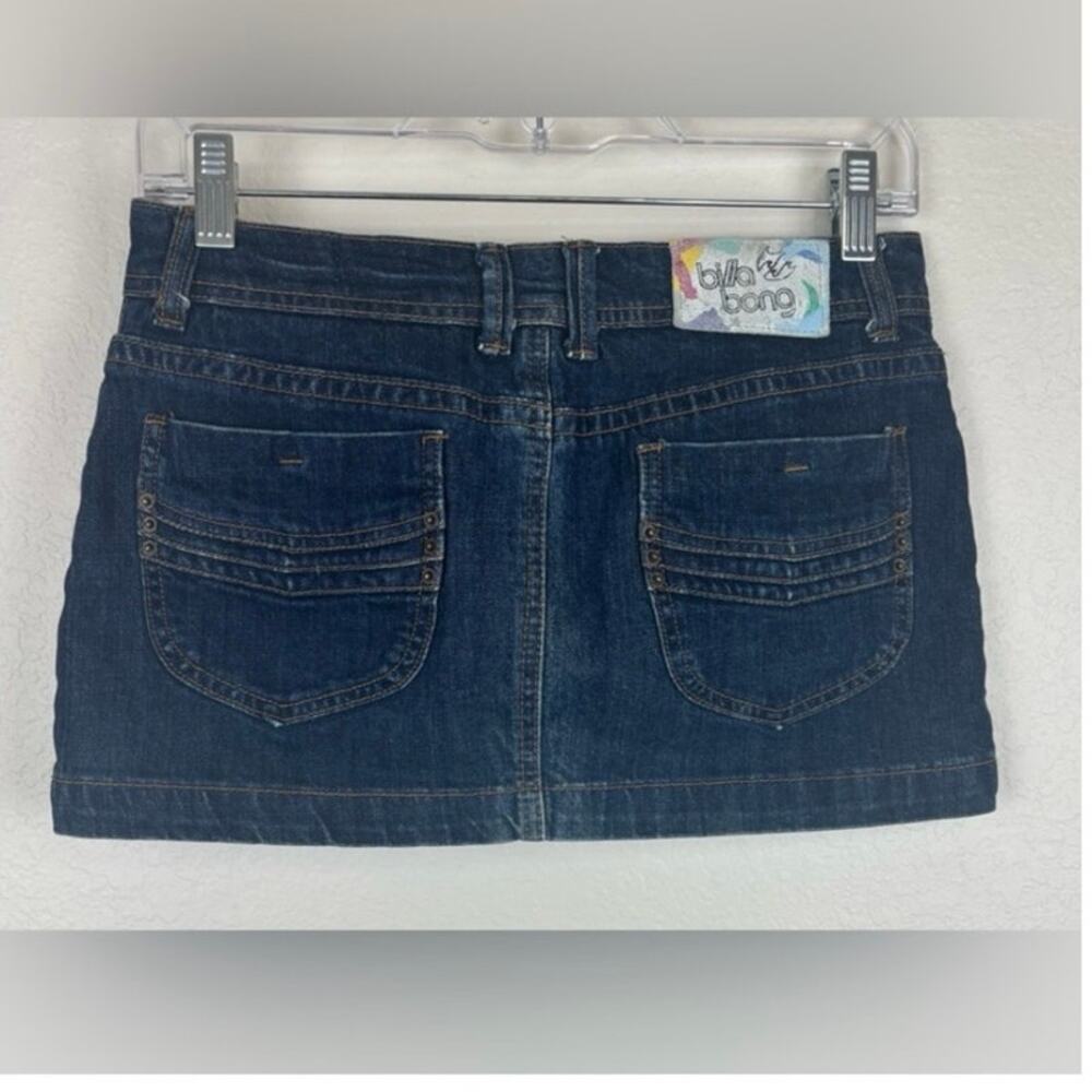 Billabong Blue Denim Jean Mini Micro Skirt Size 3 - Picture 3 of 10